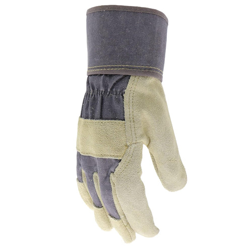 BOSS Women's Guard Split Cowhide Leather Palm Work Gloves, Medium/Large, Extended Safety Cuff, Blue/Cream