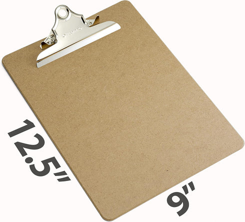 Officemate 3 Pack Recycled Wood Clipboard, Letter Size, 9" x 12.5" with 6" Clip, Brown (83133)