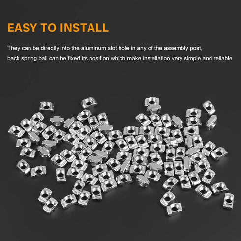 100 Pieces 2020 Series T Nuts, M5 T Slot Nut Hammer Head Fastener, Nickel Plated Carbon Steel