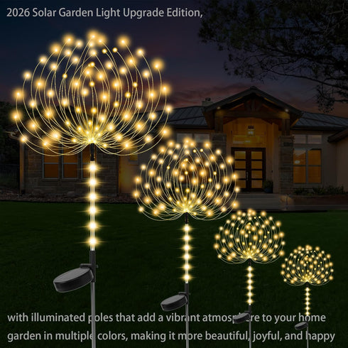 TYASDBA Outdoor,155LED 8 (2Pack) Garden Decor Solar Lights lighting modes pole light Waterproof Warm White Solar Garden