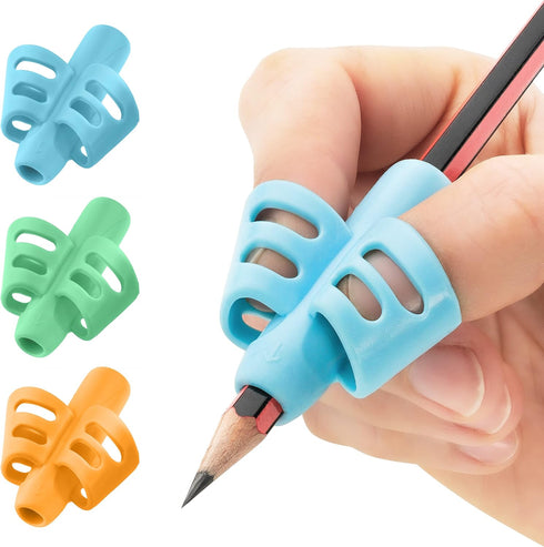 Stylo Pack of 3 Pencil Grips for Kids, Perfect Handwriting Holders for Home Schooling and Preschool Writing Tools