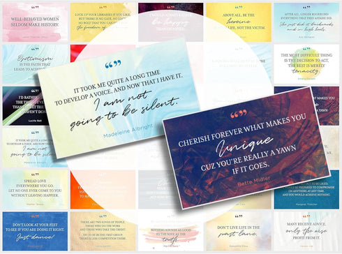 FOCUS AND ZEAL Note Cards About Powerful Women, Motivational Educational Card Set of 30, 3 x 5 Inch