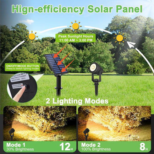 2-in-1 1 Pack) Solar Spotlights Outdoor Waterproof, Warm White Landscape Spotlights, Decorative Solar Spot Lighting