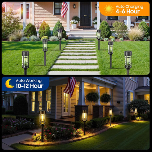 4 Pack IP65, LETMY Solar Pathway Lights Outdoor, Solar Lights Outdoor Waterproof Bright Garden Light for Yard Walkway