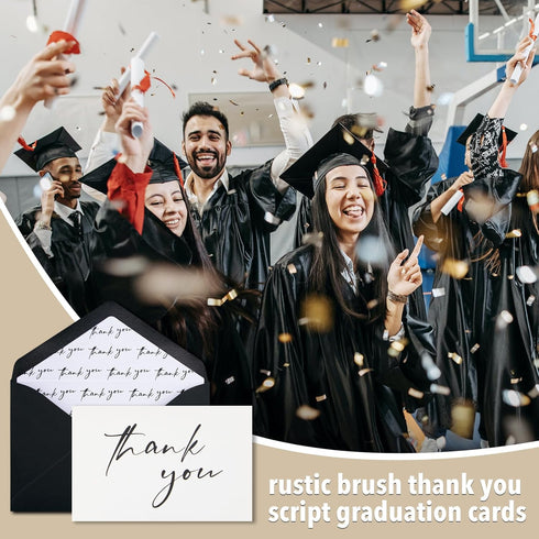 4x6 inch, 100 Pack 4 AZAZA Black Thank You Cards with Envelopes Bulk Thank You Notes Minimalistic Designs, Funeral