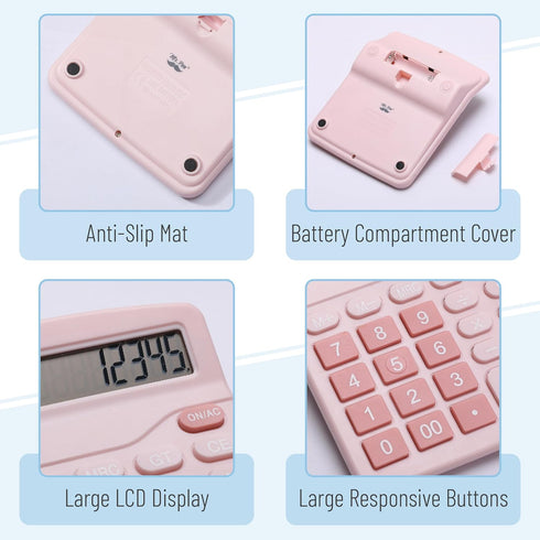 Mr. Pen Pink Calculator, Large Display, Standard Function, 12-Digit Desktop Calculator for Office, School, Home, Desk