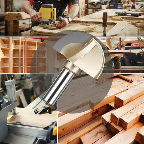 1" Set 1/4 Inch HUHAO Cutting Diameter Cove Box Round Nose Router Bit Shank, Carbide Tipped Core Box Router Bit