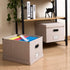 PRANDOM File Organizer Box - 1 Set of Collapsible Decorative Linen Storage with Lids for Letter/Legal Size, Light Grey