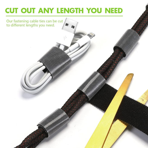 WILLBOND 1 Inch x 90ft Reusable Fastening Tape Cable Ties, Double Side Hook Roll, Black Nylon Straps for Wire Management