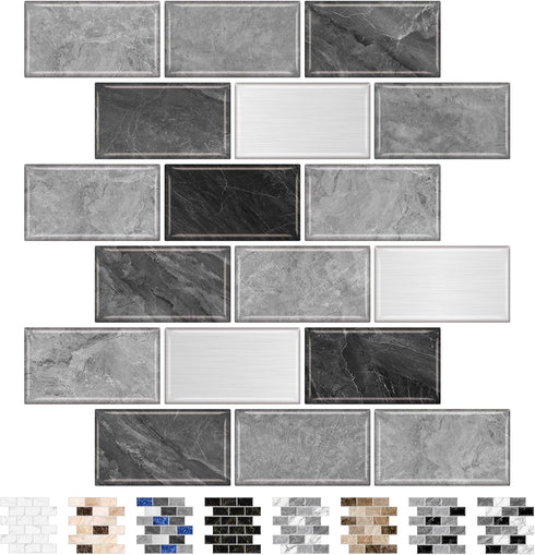 URCOLOR 10-Sheet Subway Tile Peel and Stick Backsplash for Kitchen,12"x12" Self Adhesive