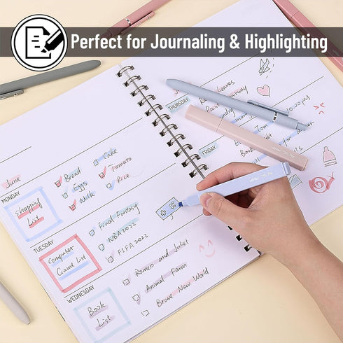 Mr. Pen 10 Pack Aesthetic Highlighters and Gel Pens No Bleed, Morandi Color Bible Highlighters, Black Ink Bible Pens