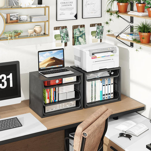 4-Tier Simple Trending Desk File Organizers, Letter Tray Paper Organizer with File Holder, Wooden Paper Sorter