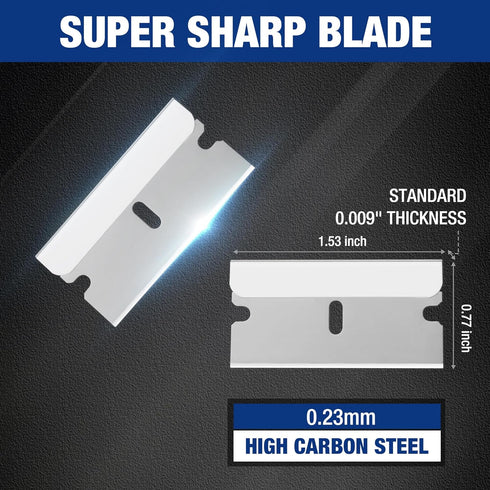 50-Pack WORKPRO Single Razor Edge Blades, Industrial Scraper Razor Blades, High Carbon Steel One Edge Razor Blades