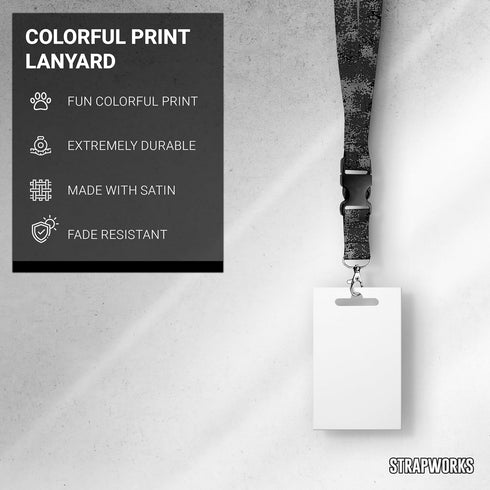 Print Lanyard, Satin Keychain Necklace with Side Release Buckle, ID Badge Holder