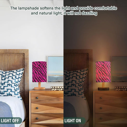 ALAZA Bedside Table Lamp for Bedroom Purple Animal Print Nightstand LED Light Lamps with USB Port Linen Fabric Shade