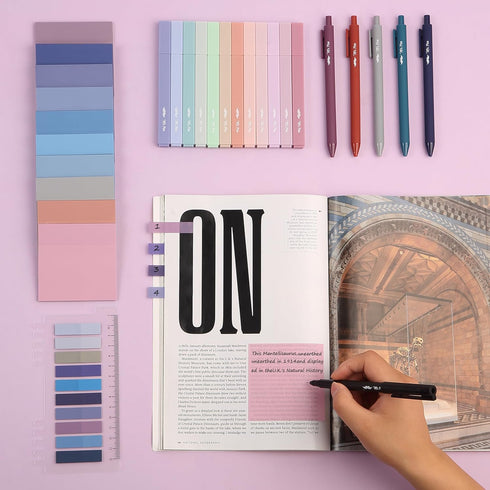 Mr. Pen Aesthetic Book Annotation Kit, 38 pcs, Highlighters, Gel Pens, Transparent Sticky Notes, Annotation Sticky Tabs