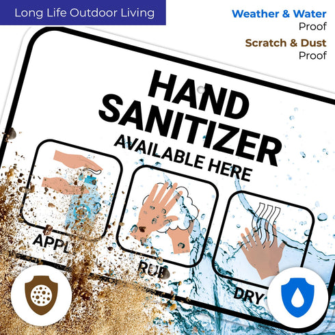 12x18 Inches, 55 Hand Sanitizer Available Here with Apply Rub and Dry Hands Graphic Sign, mil Thick HDPS (high Density