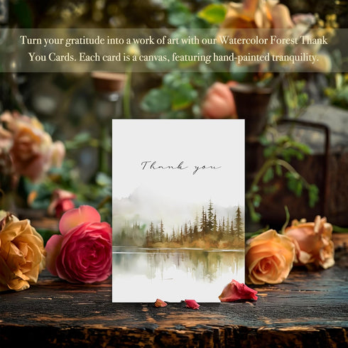 Thank You Cards Set of 20, 4x6 Inches Watercolor Nature Forest Cards with Envelopes for All Occasions