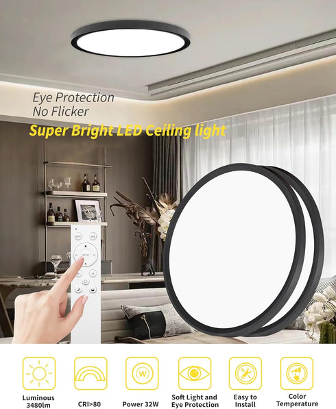 Bright Future Lighting 1Pack 16 Inch Dimmable Panel,32W 3840LM,2700K-6000K Remote Control LED Flush Mount Ceiling Light