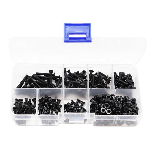 M3 360pcs (7 M3-0.5mm Countersunk 3D binifiMux Screws Kit, Sizes) Black Flat Head Phillips Machine Screws and Hex Nuts