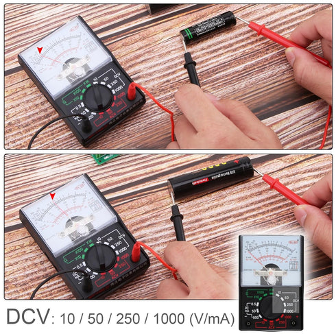 Mini Analog Multimeter, Electric AC/DC Current OHM Decibels Voltage Voltmeter Ammeter with Test Leads