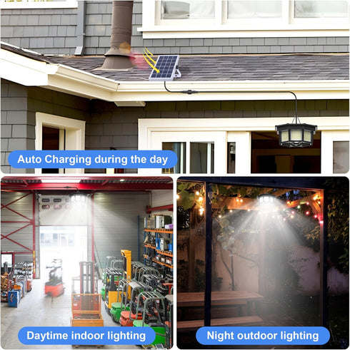 1200LM 288LED 8-Faces 5 Solar Shed Light Indoor Outdoor Solar Powered Pendant Daywork Light Motion Sensor with Lighting