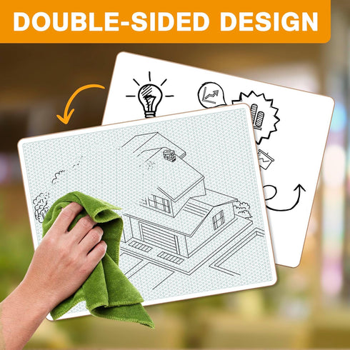 SCRIBBLEDO Isometric Grid 11"x14" Large Graph Dry Erase Board, Double-Sided White Board for Home School Classroom
