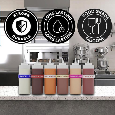 Assorted Silicone Bottle Labels for Kitchen & Restaurant - Mayonnaise Style