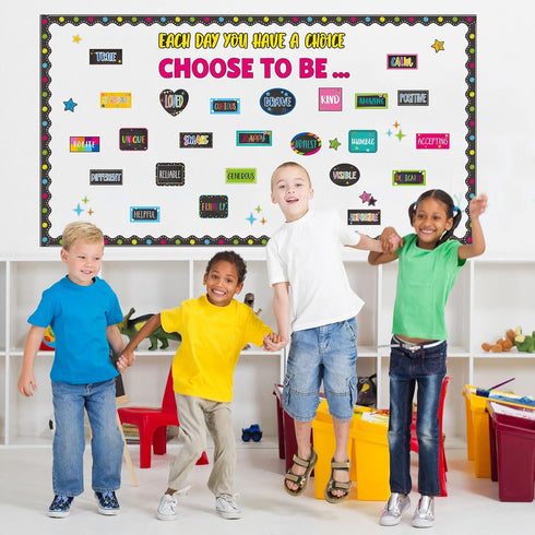 Motivational Bulletin Board Set, Colorful Inspirational Posters for Classroom, Choose to Be Positive Cutouts