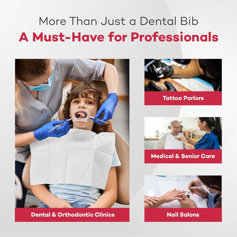 13.5" 18" 2-Ply Pack 125) Dealmed Disposable x Dental Bibs, Tissue/Poly, Bulk Tattoo Bibs, Great for First Aid Kits