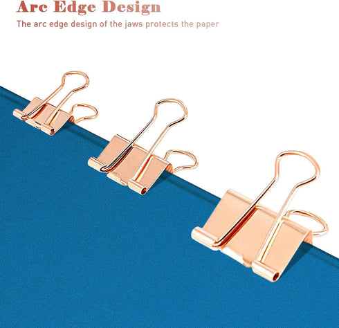 Large Binder Clips, 24 pcs, 1.6 Inch Rose Gold, Capacity 0.66 Inch, Paper Binder Clips, Office Clips