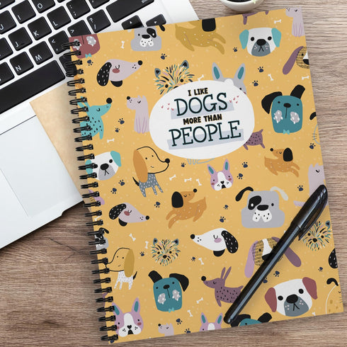I Like Dogs More Than People Journal / 8.5" x 11" Spiral Notebook / 120 College Ruled Pages / Durable Twin Loop Cover /