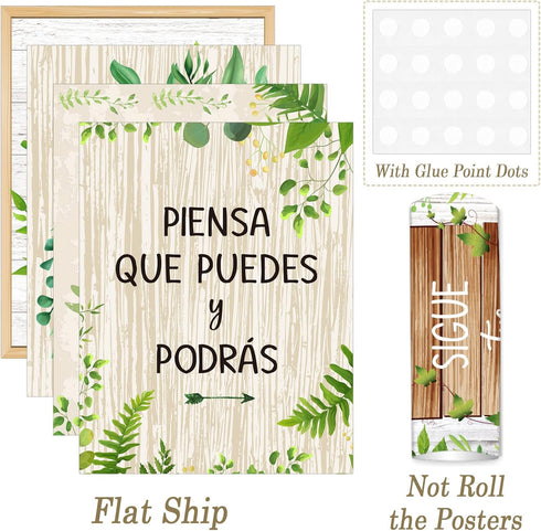 gisgfim 19 Pieces Spanish Posters, Motivational Inspirational Banner with Adhesive Dots for Classroom Decorations