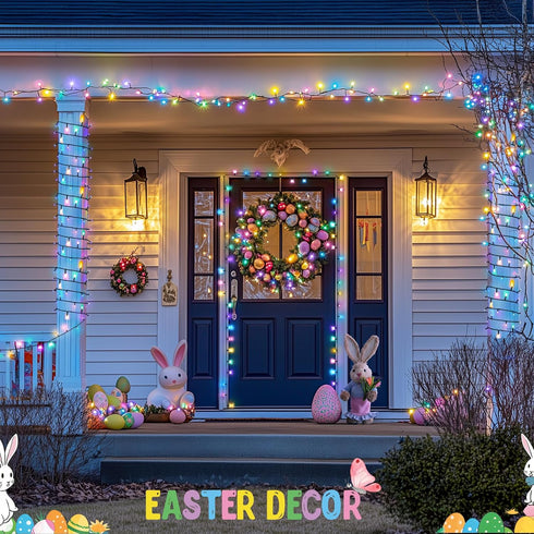 500 173ft 8 JMEXSUSS LED Easter Lights Outdoor Indoor, Multicolor Easter String Lights, Modes Pastel Light Plug