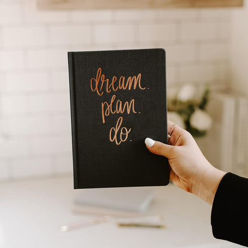 Sweet Water Decor Dream Plan Do Journal Notebook, Grey and Rose Gold, Motivational Notebooks, Inspirational Gift