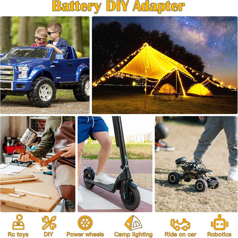 Power Wheels Adapter for Dewalt 20V Battery Adapter Power Wheels Battery Conversion Kit with Switch, Fuse & Wire Terminals, 12AWG Wire, Power Connector for DIY Ride On Truck, RC Car Toys and Robotics