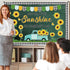 ZOIIWA Sunflower Bulletin Board Decorations, Summer Truck Back to School Set with Black Plaid Borders Wall Decor