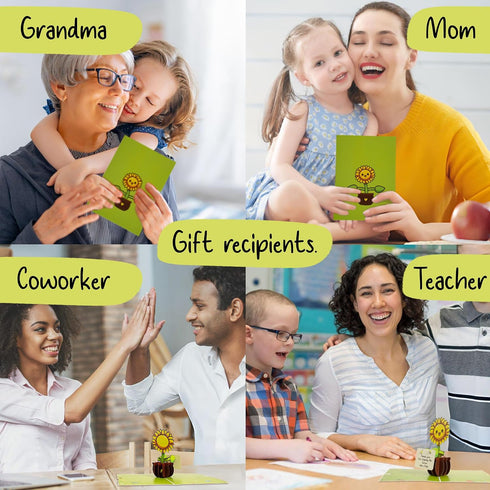 FORESTBOLD 3D Teacher Appreciation Gift , Sunflower Pop Up Card Mother's Day Card for Mom , Birthday Card for Women