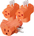 K KASONIC 3-Outlet Grounding Adapter, UL Listed Plug Extender, Heavy-Duty Power Tap, 3 Pack