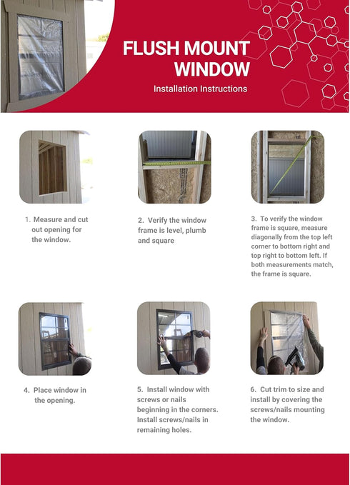 12x18 (2-Pack) Shed Windows | Sliding Windows with Tempered Glass & Screens | Flush Mount, Brown Aluminum Frames