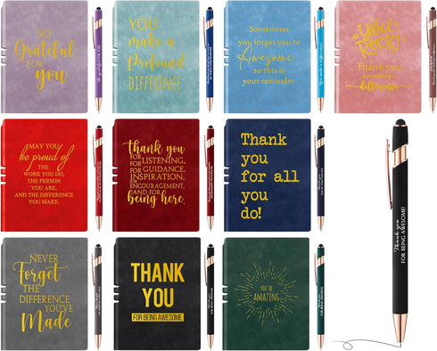 Fulmoon 20 Pcs Bulk Employee Appreciation Gifts, 10 A5 Leather Notebooks with 10 Inspirational Pens for Coworkers,