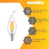 CA11 Bulb, 5 (60W 600 (E12), Dimmable, 2700K 1 Count Sunlite LED Filament Flame Tip Chandelier Light Watts Equivalent)