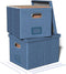Portable File Storage Organizer Box - 2 Pack with Lid, Dark Blue, Fits Letter/Legal File Folder Storage