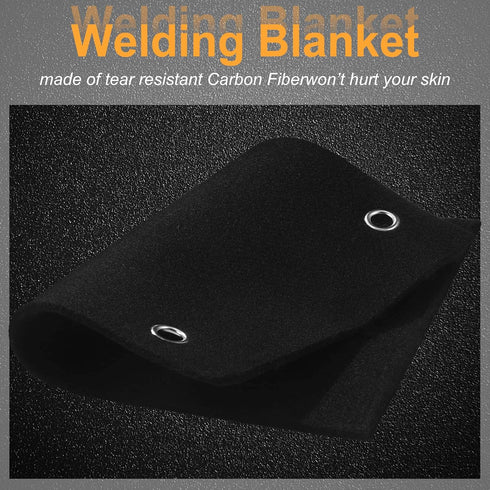 Oudain 4 Pcs High Temperature Carbon Felt Welding Blanket, 12" x 9", Fireproof Mat for Soldering Repairs