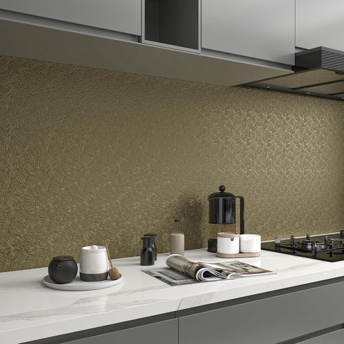 Countertops 12"x100" CHIHUT Metallic Bronze Peel and Stick Wallpaper Antique Gold Embossed Cloud Pattern Self Adhesive