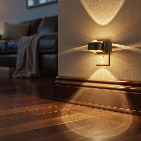 180 0-150LM Dimmable, 2 Pack Briignite Night Light Projector, LED Night Lights Plug into Wall, Rotating Night Light