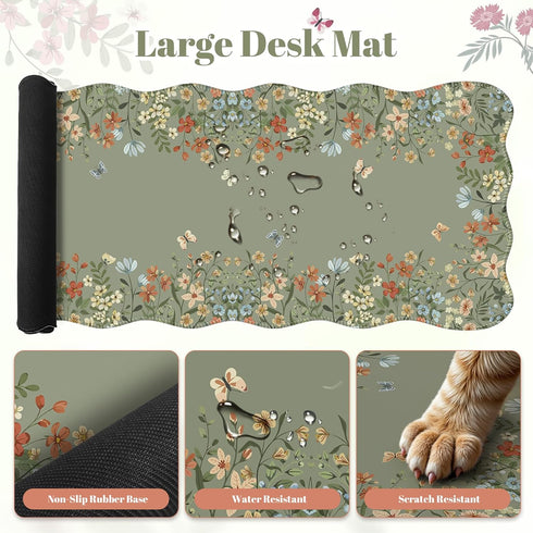 iLeadon Set, Desk Mat Desk Mat with Wrist Support Stitched Edges, Large Mouse Pad with Wrist Rest, Mouse Pad