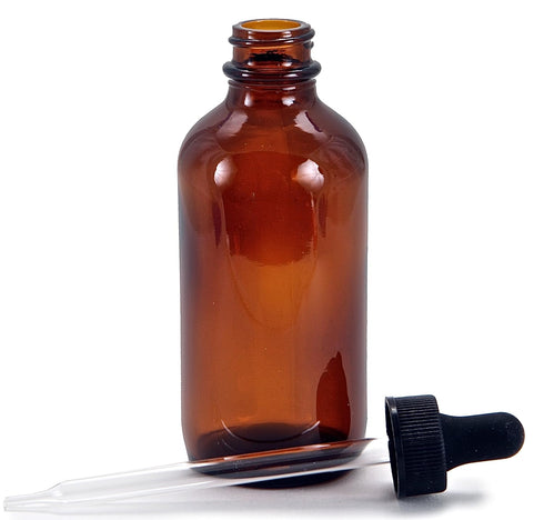 Vivaplex 6 Amber 4oz Glass Bottles with Glass Eye Droppers