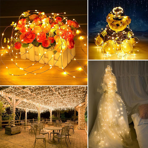 2 Pack 66ft 200LED 8 Solar String Lights Outdoor Waterproof Total Modes Twinkle Lights Solar Fairy Lights for Patio