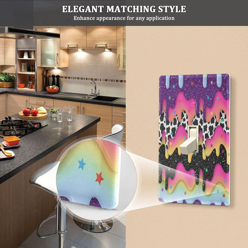 Qilmy 1-Gang Colorful Yogurt Patterns Decorative Toggle Light Switch Plate, Standard Wall Plate with Screws, Light